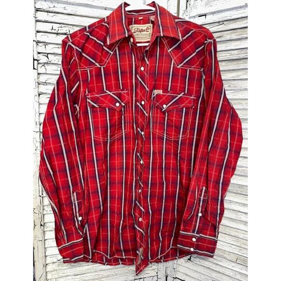 Rafter C Other - Men's Red Rafter C Pearl Snap Shirt Size Medium